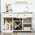 thumbnail image 5 of Homiyad Farmhouse Coffee Bar Cabinet, Sideboard Buffet Cabinet Wine Cabinet with Drawers, Barn Style Doors, Wine Rack, White, 5 of 8