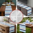 thumbnail image 5 of Burlap Table Runner 90 Inches Long, Blue Gradient Stripes Geometric Non-Slip Kitchen Table Runners for Dining Room Everyday Use Party Table Decorations Minimalistic Line, 5 of 9