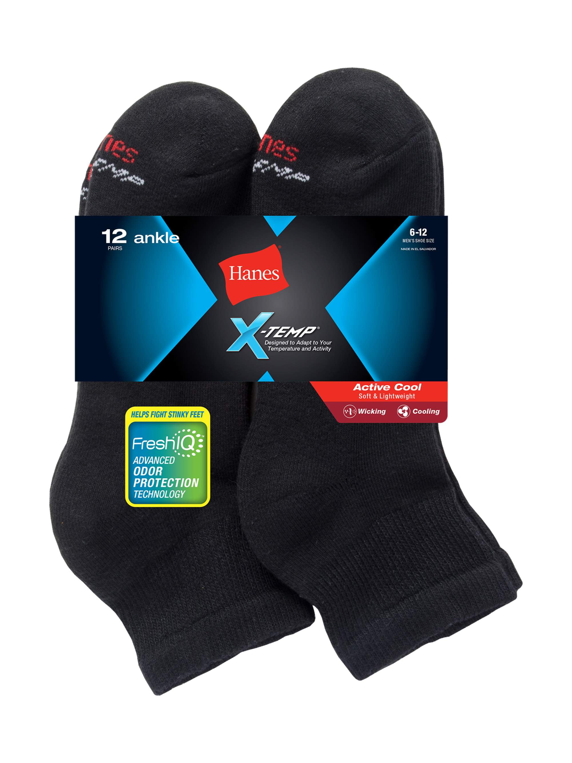Hanes Men's XTemp Active Cool Ankle Socks Value 24Pack Walmart