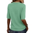 thumbnail image 4 of CIENVNSTG Short Sleeve Sweater for Women Solid Color V Neck Pullover Tops Summer Business Elbow Length Sleeve Shirt Daily Casual Outfit Clothes Mint Green S, 4 of 4