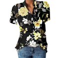 thumbnail image 1 of Gibobby Playera de Verano para Mujer Camiseta manga corta con estampado flores y cuello en V encaje informal a la moda verano para mujer(Negro,CH), 1 of 3