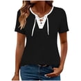 thumbnail image 3 of Favoffer Womens Short Sleeve Tops V Neck Tie Front Cross Wrap Loose Fit Casual Blouses Light Shirts for Daily Party Dating Shopping, 3 of 5