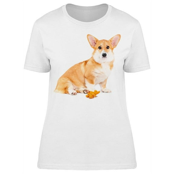 Cute Puppy And A Teddy T-Shirt Women -Image by Shutterstock Women T-Shirt, Female 3X-Large