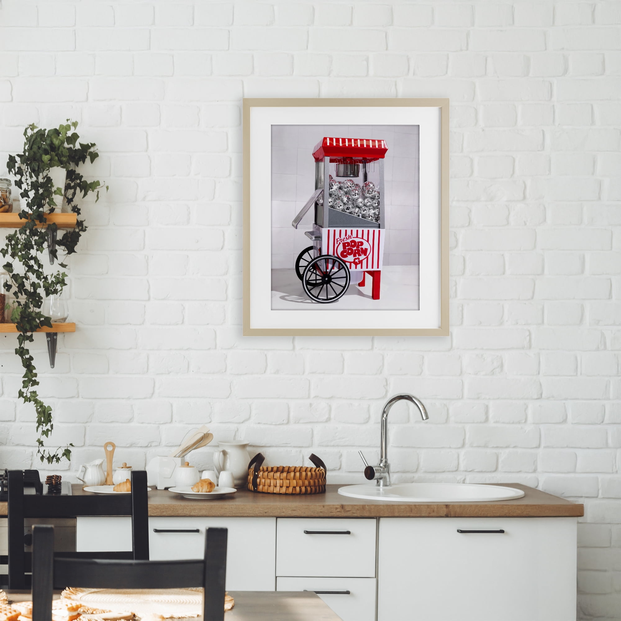 Stupell Industries Fun Disco Popcorn Machine Birch Framed Print Under Glass, design by LISH Creative