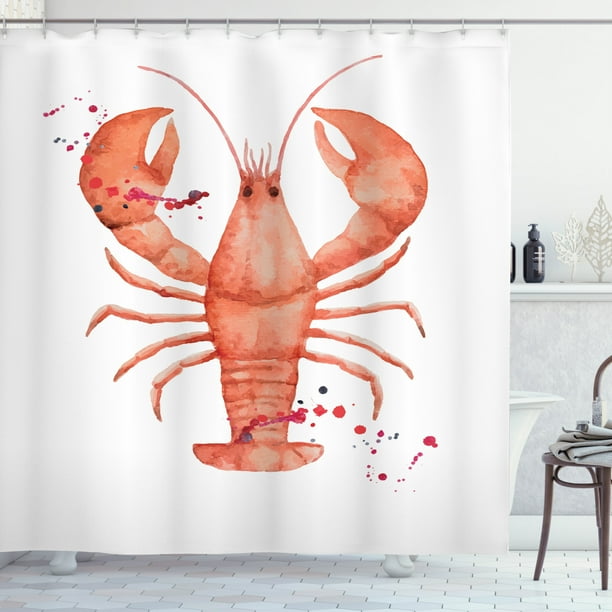 Lobster Shower Curtain, Fresh Organic Gourmet Seafood Theme Splattered