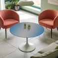 thumbnail image 4 of Ombre Grey Blue Elastic Fitted Round Table Cover Gradient Color Waterproof Outdoor Tablecloth for Holiday Party, Picnic, Patio & Dining Fits Tables Up to 36"-44", 4 of 8