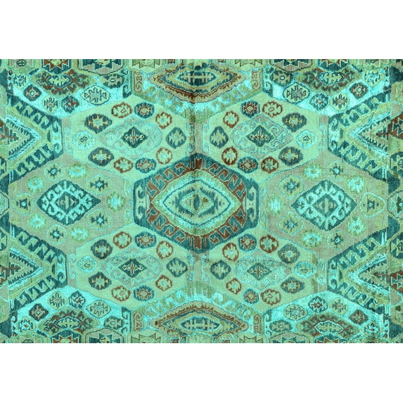 Ahgly Company Indoor Rectangle Abstract Turquoise Blue Modern Area Rugs, 8' x 10'