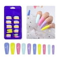 thumbnail image 2 of 100Pcs/Box Faux Nail Patch Folding Without Trace Long T-shape Full Cover Colorful Manicure Extension False Nail Tips Nail Salon S, 2 of 10