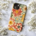 thumbnail image 5 of Vintage Groovy Floral Phone Case, Retro Faded Flower Pattern iPhone Cover, Boho Artistic Protective Case for iPhone 16 15 14 13 12 11 Plus Pro Max Mini, 5 of 6