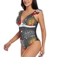thumbnail image 3 of Yiaed Traditional Scandinavian Dwarf Print Women's Ruffled One Piece Swimsuit V Neck Swimwear Slimming Monokini for Woman-X-Large, 3 of 8