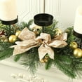 thumbnail image 5 of Gold Christmas Candle Centerpiece for Table 17.72 Inch with Artificial Pine Needles Glittery Baubles Frosted Pine Cones Golden Berries Candlestick Holder Dining Room Table Mantel Desktop Decor, 5 of 5