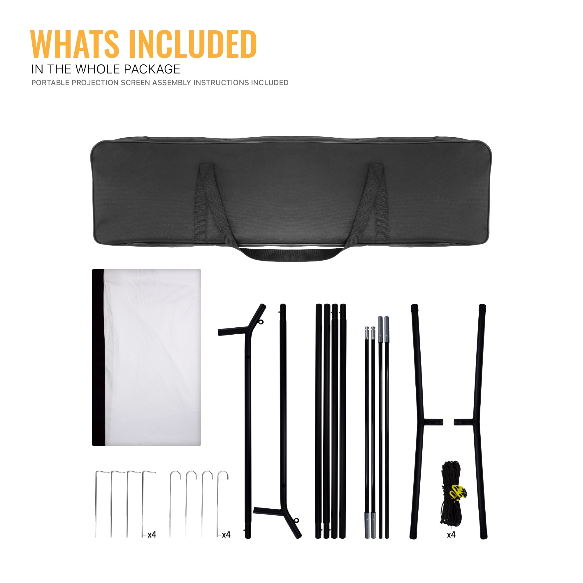 Khomo Gear Projector Screen 120" 16:9 Portable Outdoor and Indoor Theater with Stand Legs Jumbo
