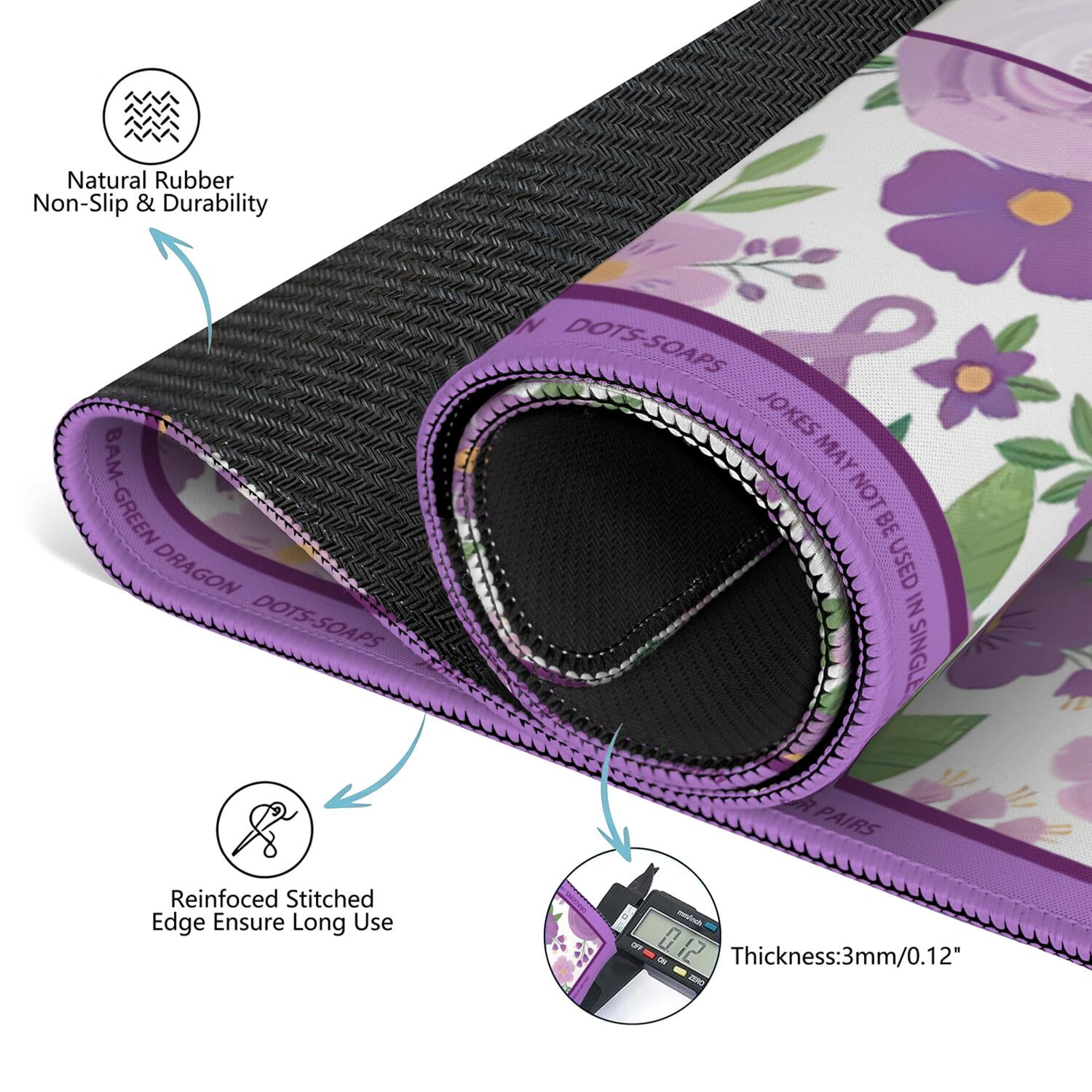 Flower Mahjong Mat with Rules, 31.5*31.5in Anti Slip American Mahjong Mat for Table, Noise Reduction, Neoprene Mah jongg Mats with Carrying Bag & 3 Dices, Mahjong Set Gift, Board Tile Games Mats