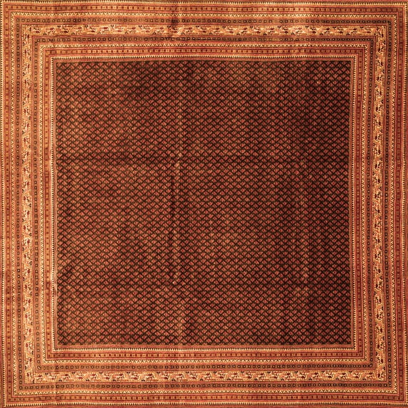 Ahgly Company Indoor Square Persian Orange Traditional Area Rugs, 4' Square