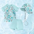thumbnail image 3 of MEZZALL Swimsuit Boy 3 Piece Boys Swim Set Short Sleeve Boys Swim Shirt Boy Swim Trunks Rash Guard Bathing Suits Cozy Beachwear, Light Blue, 18-24 Months, 3 of 3