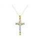 14K Jaune and Or Blanc Crucifix Croix Pendentif Collier avec Chaîne – image 2 sur 4