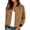 #1Brown, variant on Womens Outerwear Button Front Bomber Jacket Faux Suede Ribbed Trim Casual Outerwear