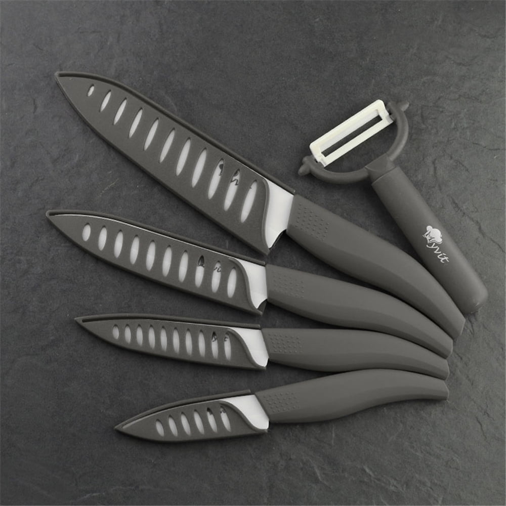 11-Piece Kitchen Knives Set with Peeler, Ceramic Knife 6-inch Serrated Bread Knife,6-inch Chef Knife, 5inch Utility Knife,4-inch Paring Knife and 3-inch Peeling Tool