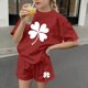 thumbnail image 5 of Vestido de manga corta para niños Día de San Patricio impreso conjunto de dos piezas niñas casual cuello redondo blusa y pantalones cortos, 5 of 6