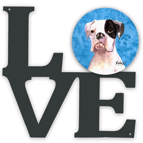 Blue Cooper the Boxer Wipe your Paws Metal Wall Artwork LOVE