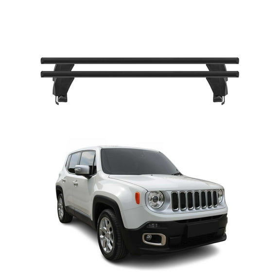 OMAC Top Roof Racks Cross Bars fits Jeep Renegade 2015-2024 2Pcs Black Aluminium
