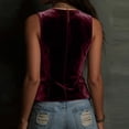 thumbnail image 7 of Zynoxe Vest Tops for Women 2026 Velvet Sleeveless V Neck Button down Fitted Waistcoat with Pockets Solid Color Casual Party Daily Summer Vest, 7 of 7