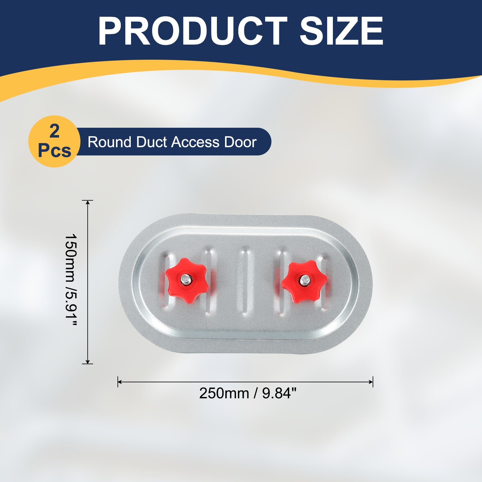 Uxcell 2Pcs Rectangular Duct Access Door, 8" x 4" Square Duct Maintenance Access Door Galvanized Steel Ducting Cover with Rubber Gasket Adjustable Knobs for HVAC Duct Inspection, Silver