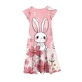 thumbnail image 3 of Avrntaa Cute Summer Dress for Girls Funny Rabbit Graphic Easter Dresses Ruffle Short Sleeve A-Line Sundress for 4-13Y, 3 of 5