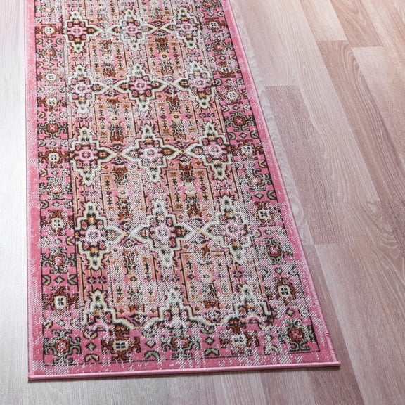 Unique Loom Lucerne Collection Area Rug - Musegg (2' 7" x 10' Runner Pink/Brown)