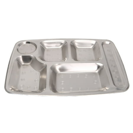 

Stainless Steel Divided Dinner Tray Lunch Container Food Plate 4/5/6 Section
