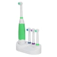 thumbnail image 3 of Cepillo de dientes eléctrico de limpieza rotacional, cepillo de dientes para blanquear los dientes con cabezal de repuesto de 4 piezas, color verde, 3 of 8
