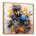thumbnail image 2 of Designart "Odyssey Portrait of Hockey Champion II" Sports Framed Wall Art - Traditional Yellow Sport Hockey Entryway Framed Wall Art, 2 of 6