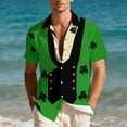 thumbnail image 4 of Handshe Unisex Button-Up Shirt, Short Sleeve with St. Patrick's Day Print, Casual Comfort for Festival and Daily Wear, 4 of 9