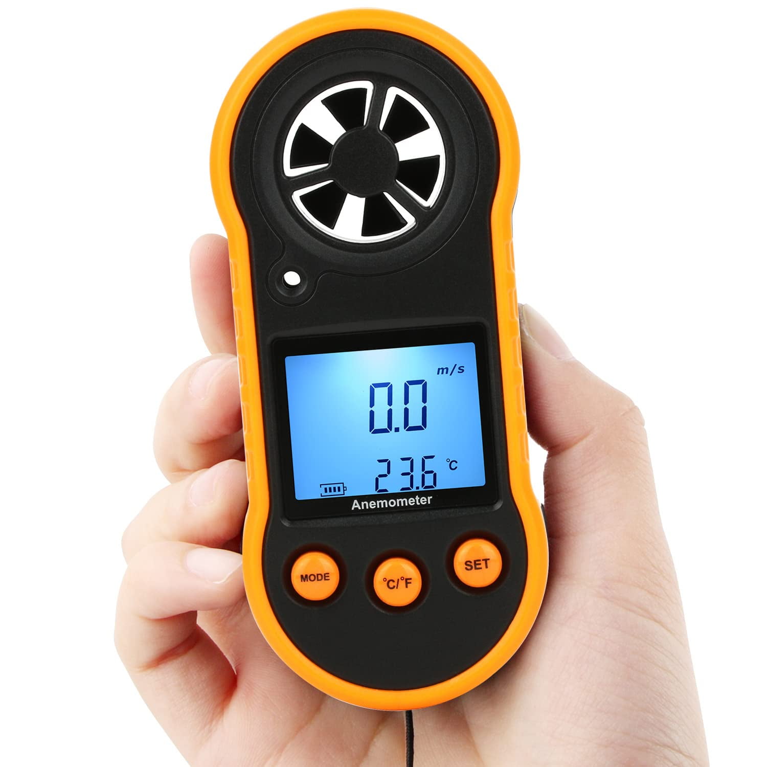 Anemometer Portable Digital Anemometer Wind Speed Gauge Air Flow Speed Temperature Meter Thermometer 