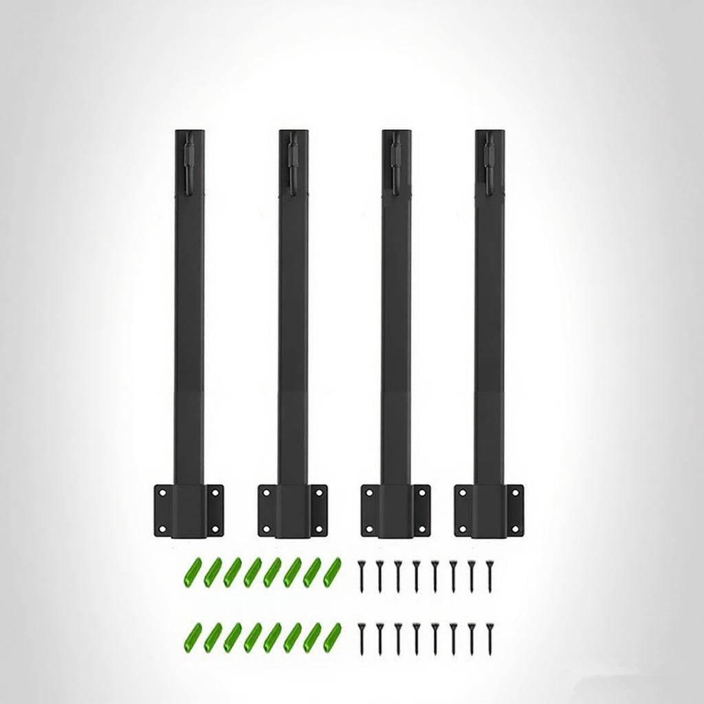 Meilimei 4-Pack Heavy Duty Steel String Light Poles, 17-inch Outdoor Hanging Stand with Adjustable Hook, Black Metal Suspension Holder for Patio, Garden, Fence & Wall