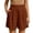 *286-Brown, variant on Cutuoiiu Women's Casual Solid Color High Waist Shorts, Pleated Front, Wide Leg with Side Pockets, Breathable Cotton Blend Beach Shorts for Summer Vacation