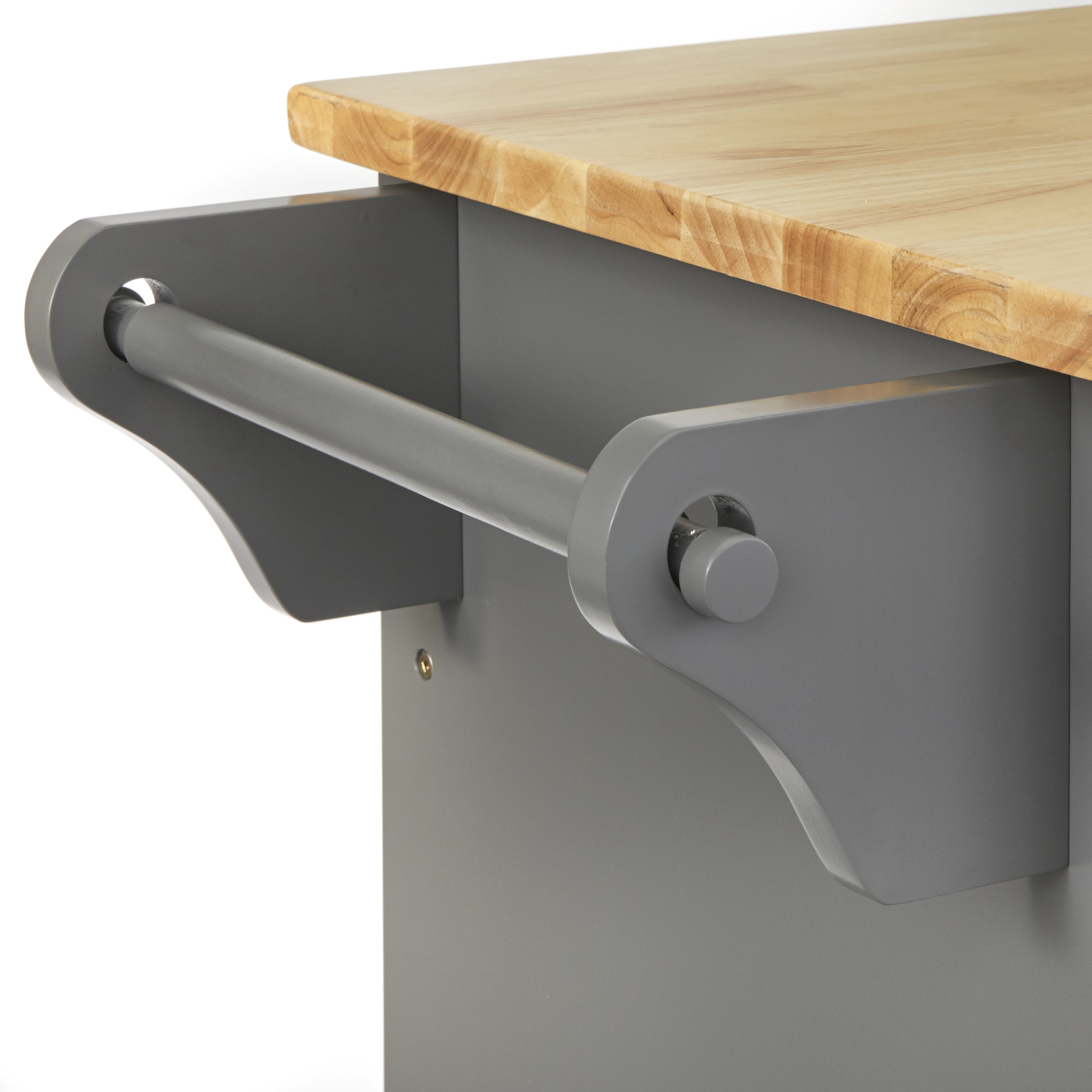 TMS Georgia Butcher Block Rolling Kitchen Island with Drawers, Shelves, Towel Racks, and Spice Rack, Charcoal Gray