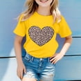 thumbnail image 2 of XAOFW Girl's T-Shirts Short Sleeve Crewneck Leopard Heart Printed Kids Fashionable T Shirts Daily Wear Relaxed Fit Tee Shirts Party Night Versatile Cozy Toddler Tops, 2 of 4