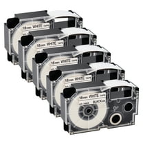 GREENCYCLE 5PK Black on White Label Tape Compatible for Casio XR18WE XR-18WE (18mm 3/4''x 8m 26ft) EZ Label Printer