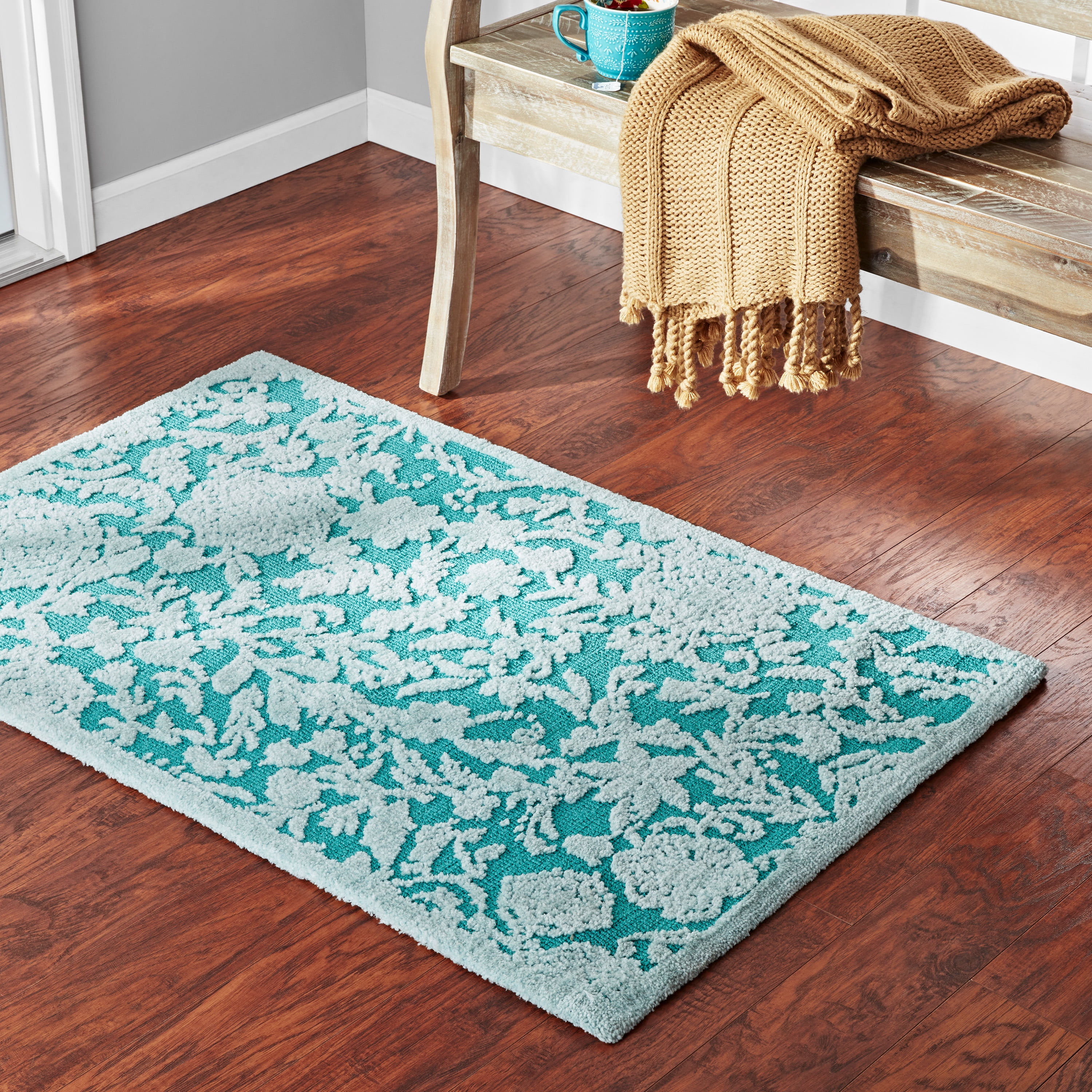The Pioneer Woman Tonal Toss Microfiber Blue Accent Rug, 30" x 46"