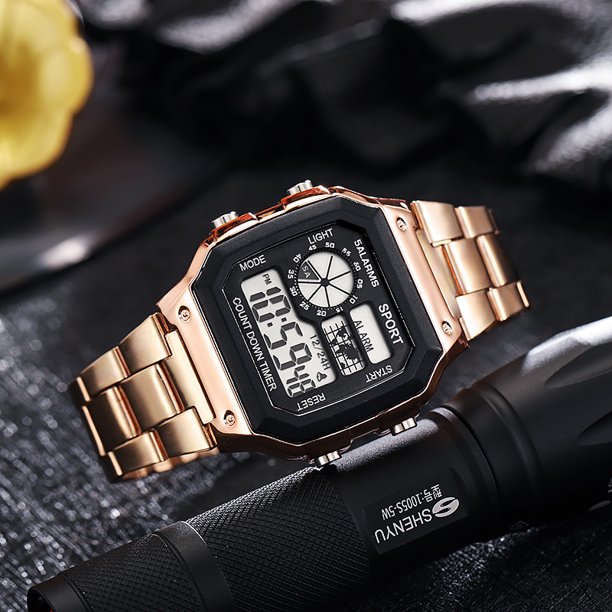 Reloj electrónico para hombre con correa de acero cuadrada Reloj electrónico de negocios para hombre