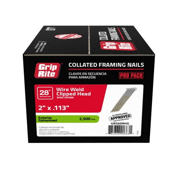 Grip-Rite GRS6DRHG Ring Shank Angled Strip Framing Nails
