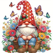 Butterfly Gnome on Flower Basket Diamond Art Painting Kit