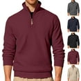 thumbnail image 5 of Chiccall Men's Quarter Zip Sweater Twill Textured Mock Neck Comfy Pullover Sweater, 5 of 5