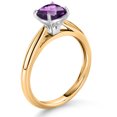 thumbnail image 3 of Gem Stone King 10K Two Tone Gold Purple Amethyst Solitaire Engagement Ring for Women (0.70 Cttw, Gemstone February Birthstone, Cushion Checkerboard 6MM), 3 of 4