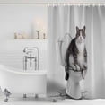 thumbnail image 2 of Polyester Fabric Funny Cat Shower Curtain, Modern Abstract Cute Animals on Toilets Artwork Waterproof Bathtub Curtain Bathroom Decor Set with Hooks 60 x 72 Inches, 2 of 6