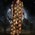 thumbnail image 2 of Womens Pajama Sets Halloween Silk Satshort Sleeve Button Up Top Shorts Comfortable Fall Winter Sleepwear Loungewear Nightwear Nightclothes Homewear, 2 of 7