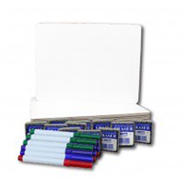 Dry Erase Board Plus Colored Pens Plus Student Eraser Pack