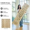 thumbnail image 4 of 5.6Ft Room Divider Folding Wood Classical Carved Partition Screen for Home Office Garden - 4 Panels (Natural), 4 of 17