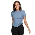 thumbnail image 1 of BeautyIn T-Shirts d'Entraînement pour Femmes Ourlet à Cordon Ajusté Manches Courtes Yoga Course, 1 of 4